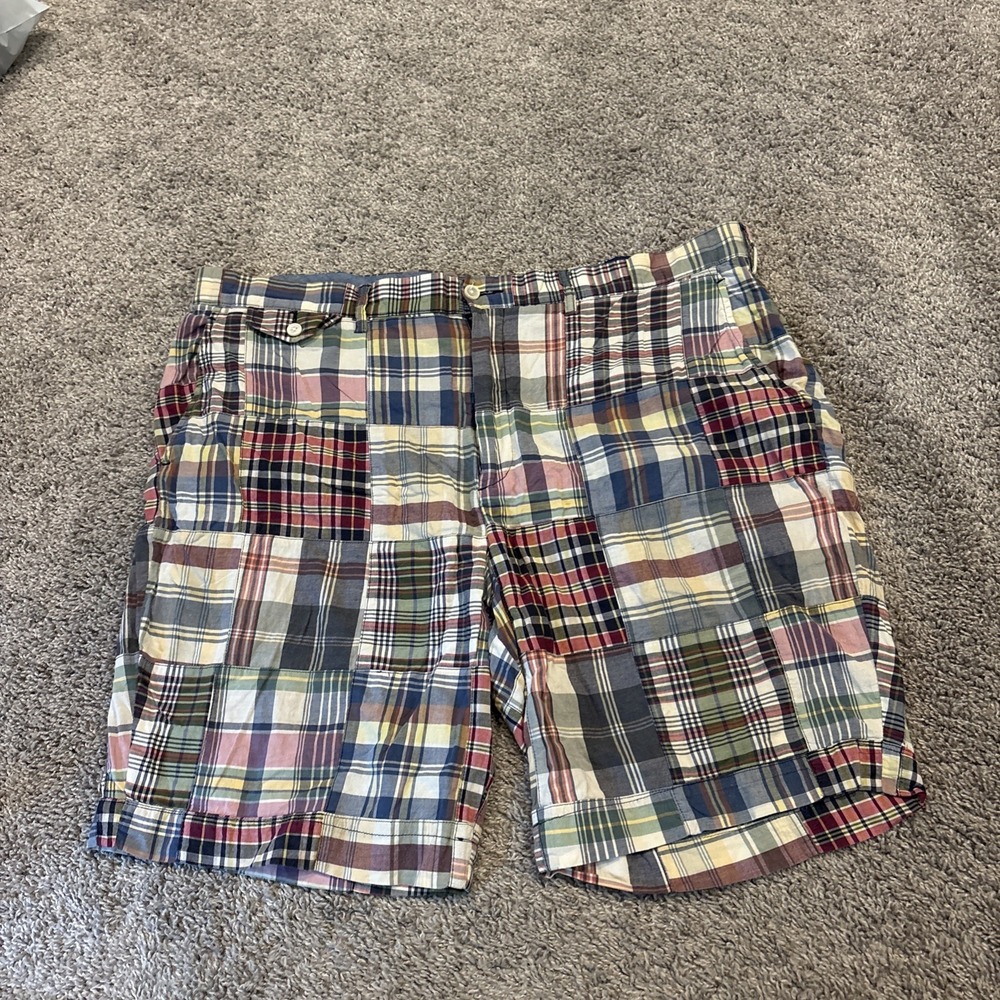 Polo Ralph Lauren Chino Shorts Mens 42 Multicolor Patchwork Madras Plaid Classic